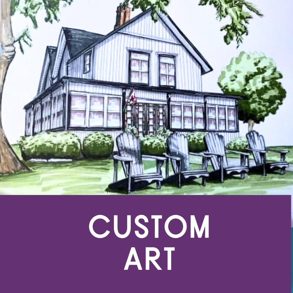 original sketch of a home - buy custom art of buildings or vehicles online from art by kristi durham 