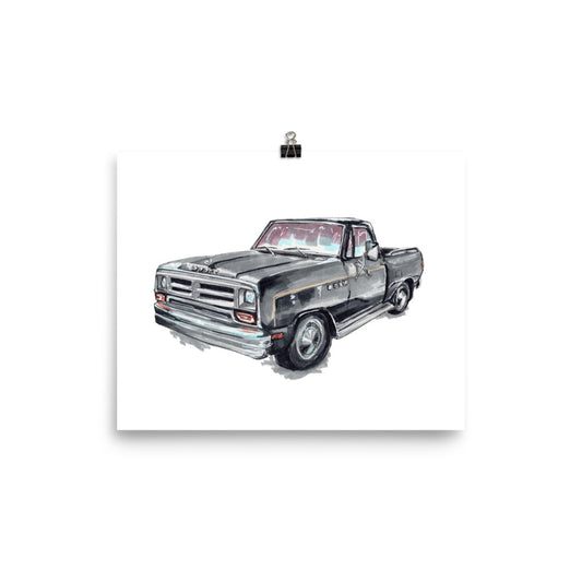 Black Dodge Ram Truck Art Print