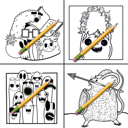 DIGITAL Cute Friendly Monster Doodles Coloring Book [Instant Download]