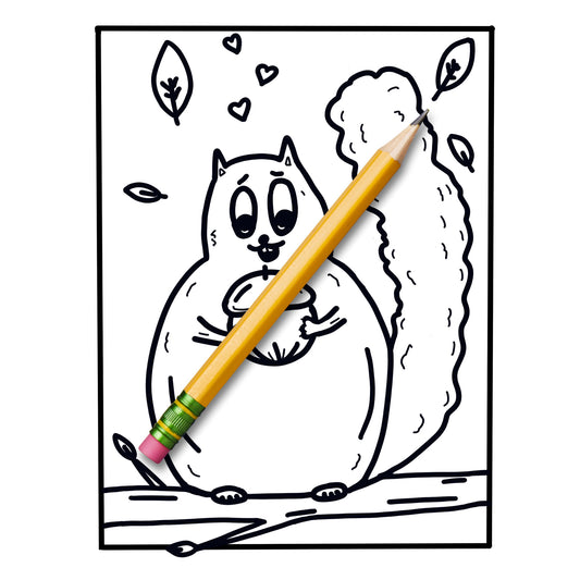Cute Squirrel Digital Printable Coloring Page [Instant Download]